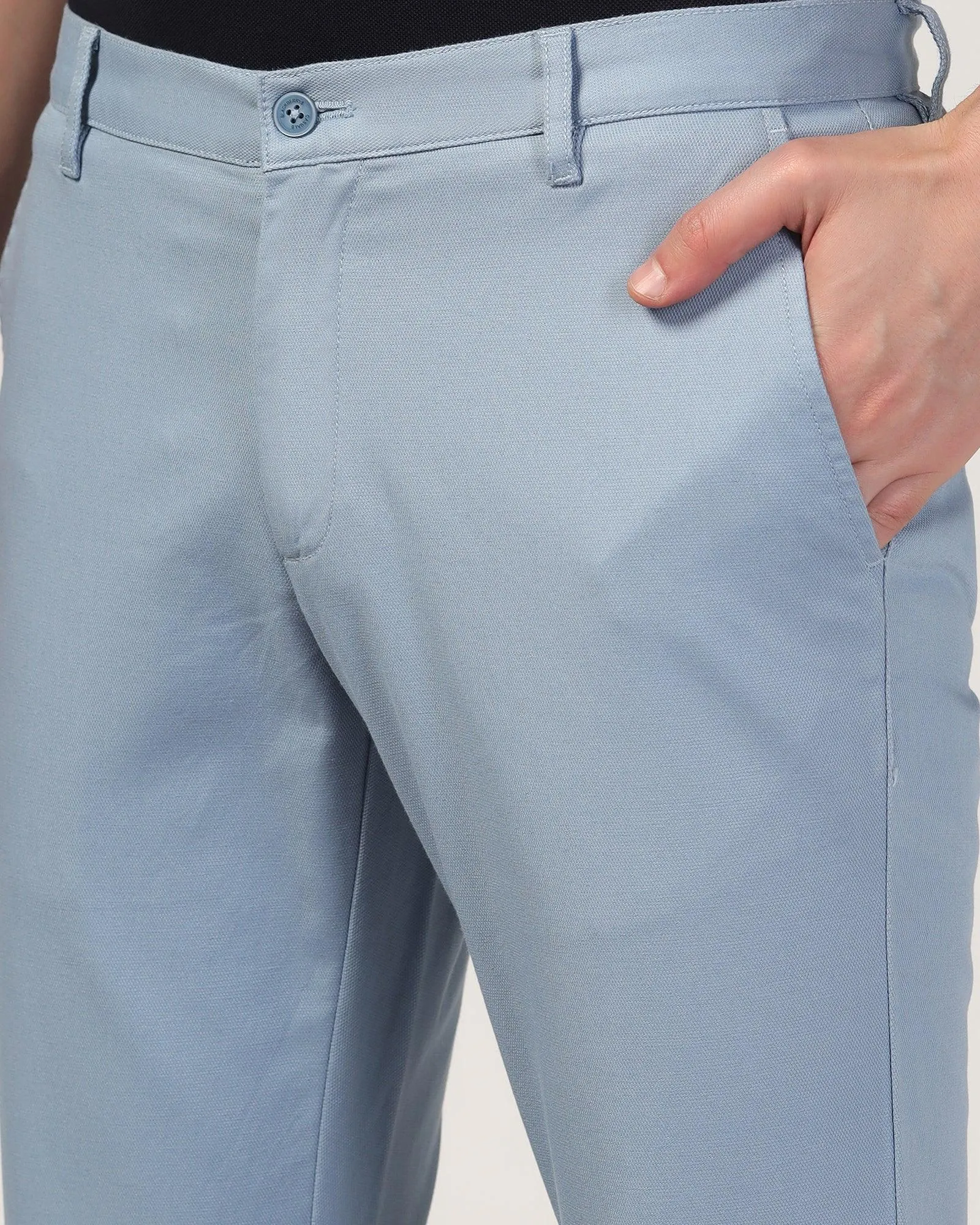 Slim Fit B-91 Casual Blue Solid Khakis - Mint