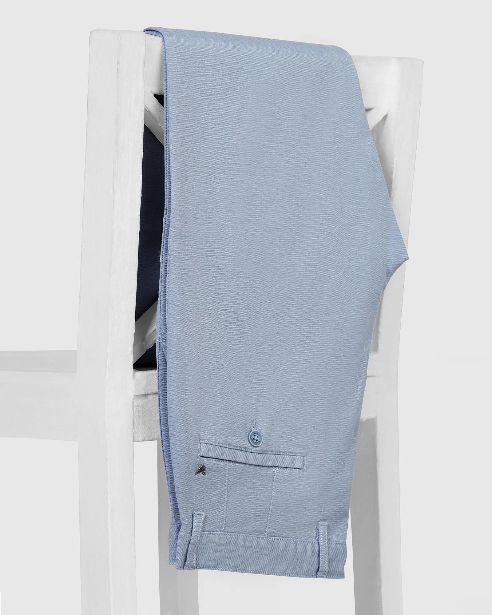 Slim Fit B-91 Casual Blue Solid Khakis - Mint