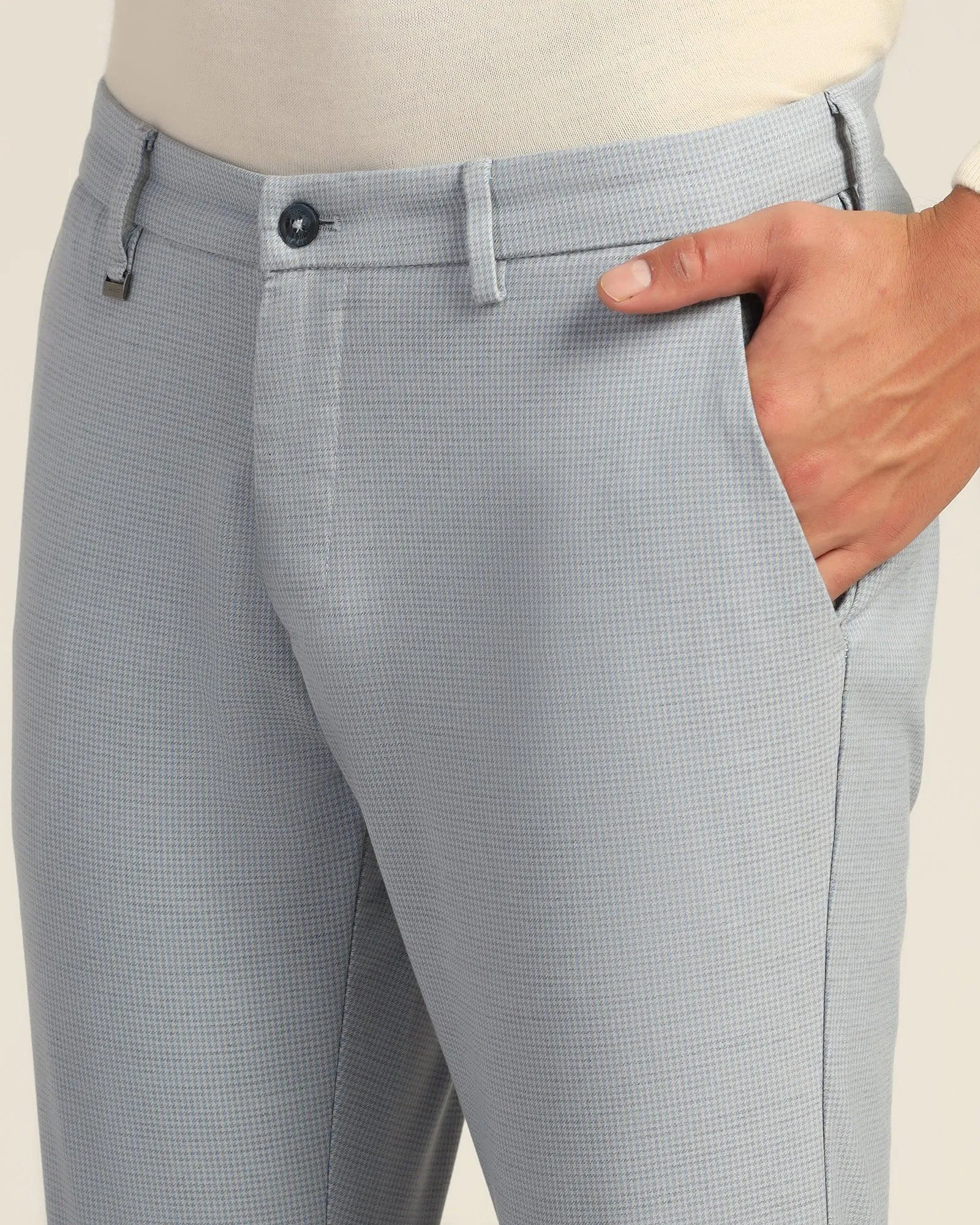 Slim Fit B-91 Casual Blue Textured Khakis - Pop