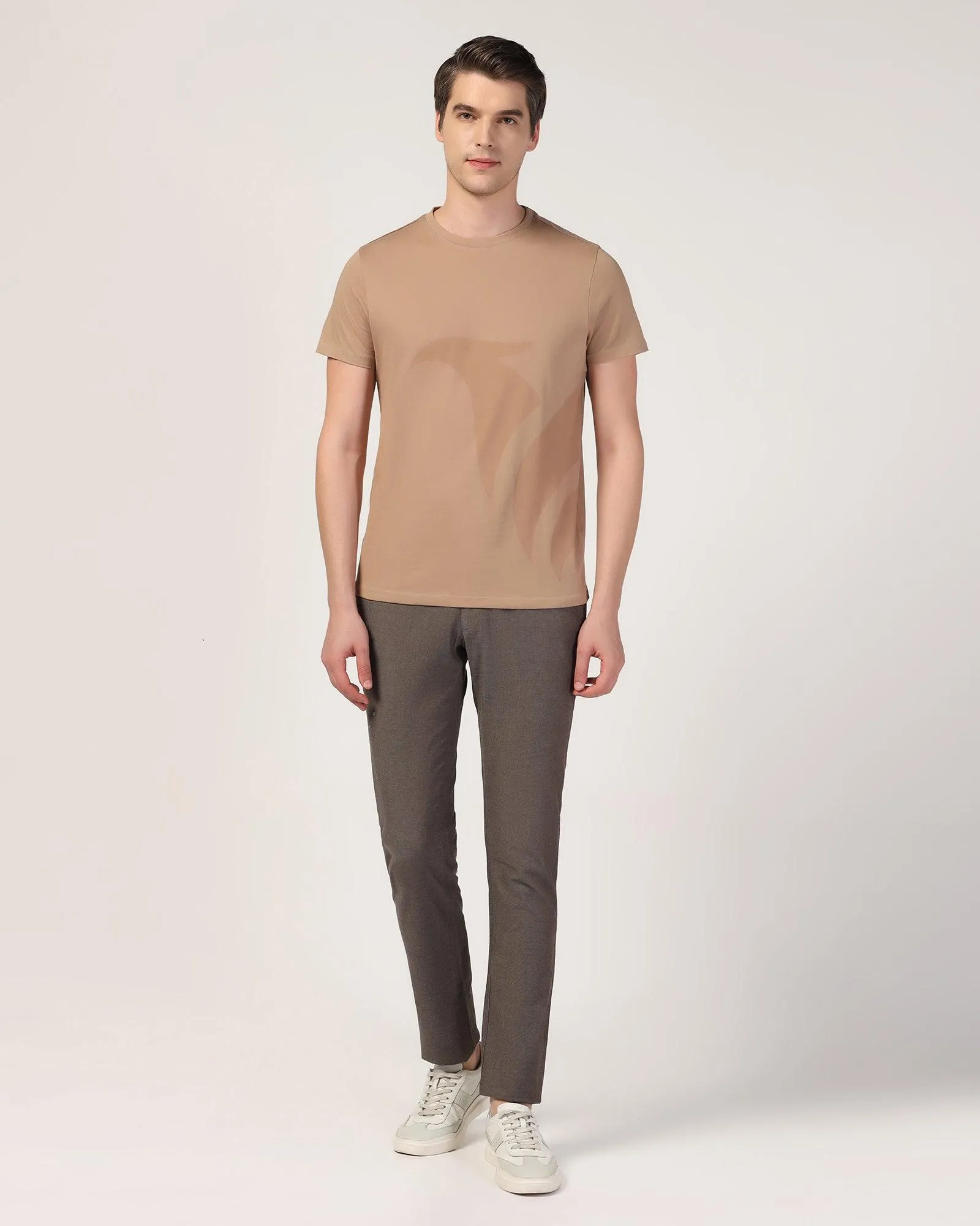 Slim Fit B-91 Casual Brown Solid Khakis - Adrian