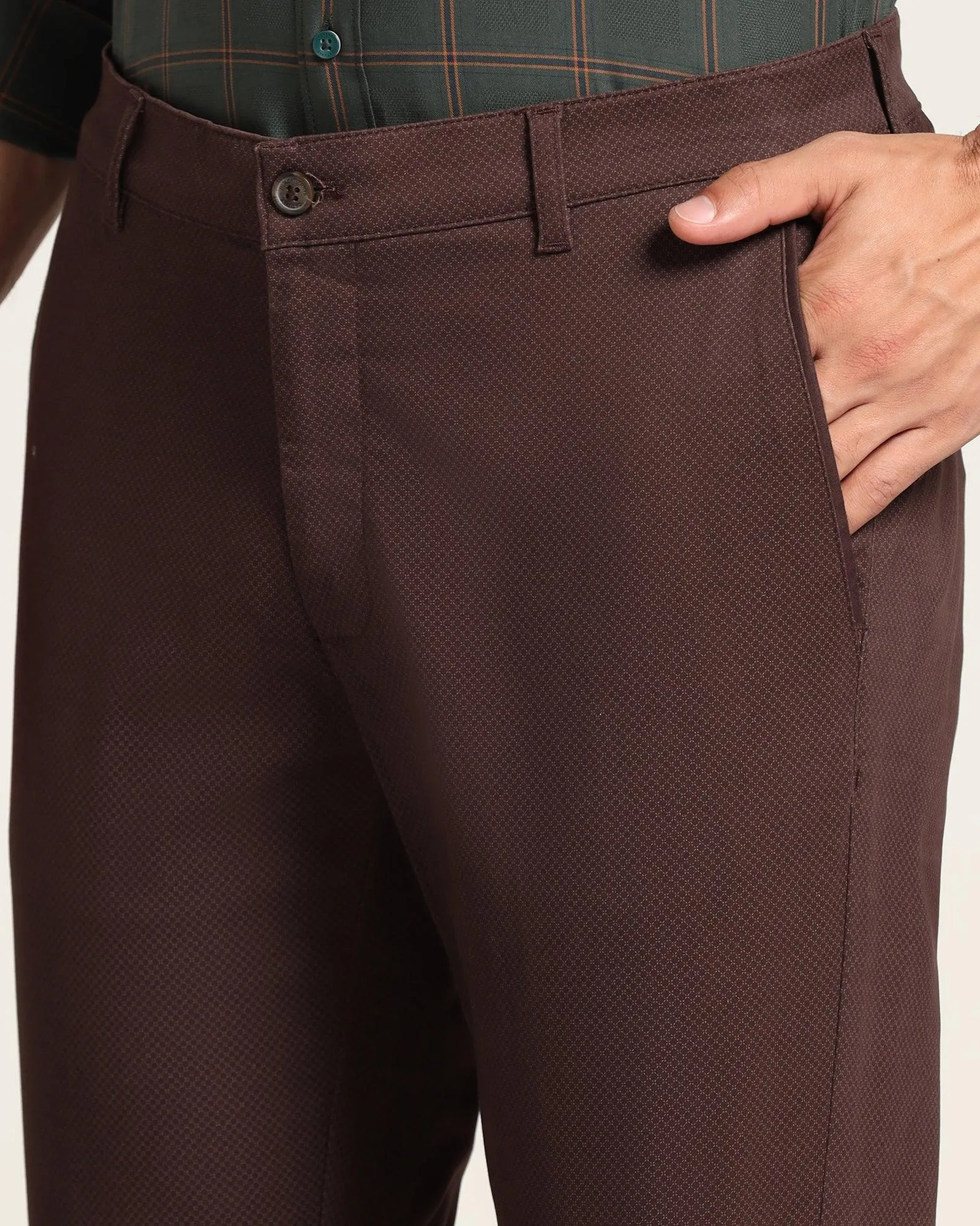 Slim Fit B-91 Casual Brown Textured Khakis - Torop