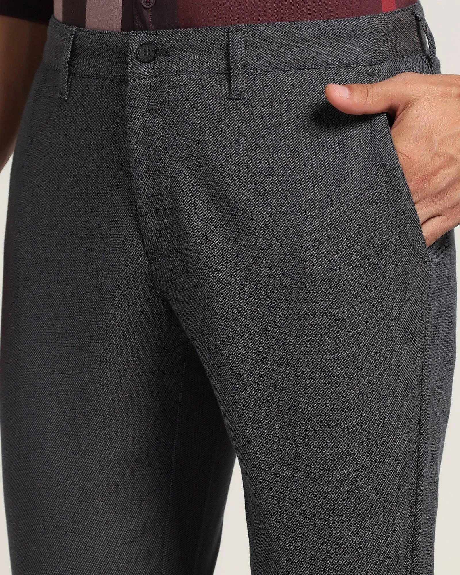 Slim Fit B-91 Casual Charcoal Textured Khakis - Canopi