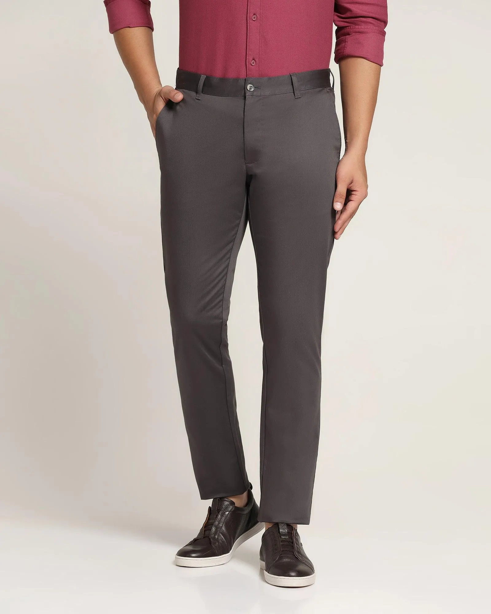 Slim Fit B-91 Casual Dark Grey Solid Khakis - Cultron