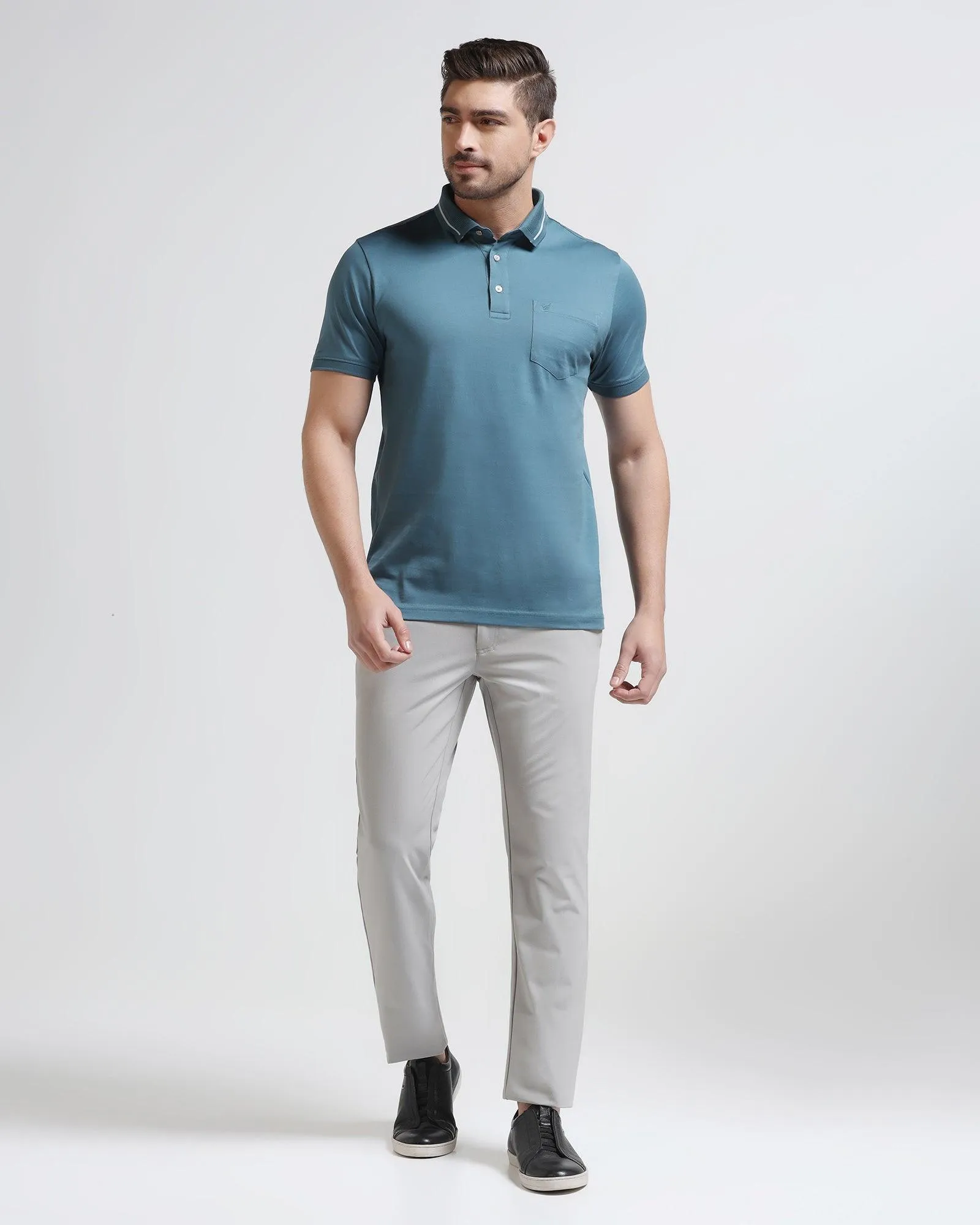 Slim Fit B-91 Casual Grey Solid Khakis - Tulip