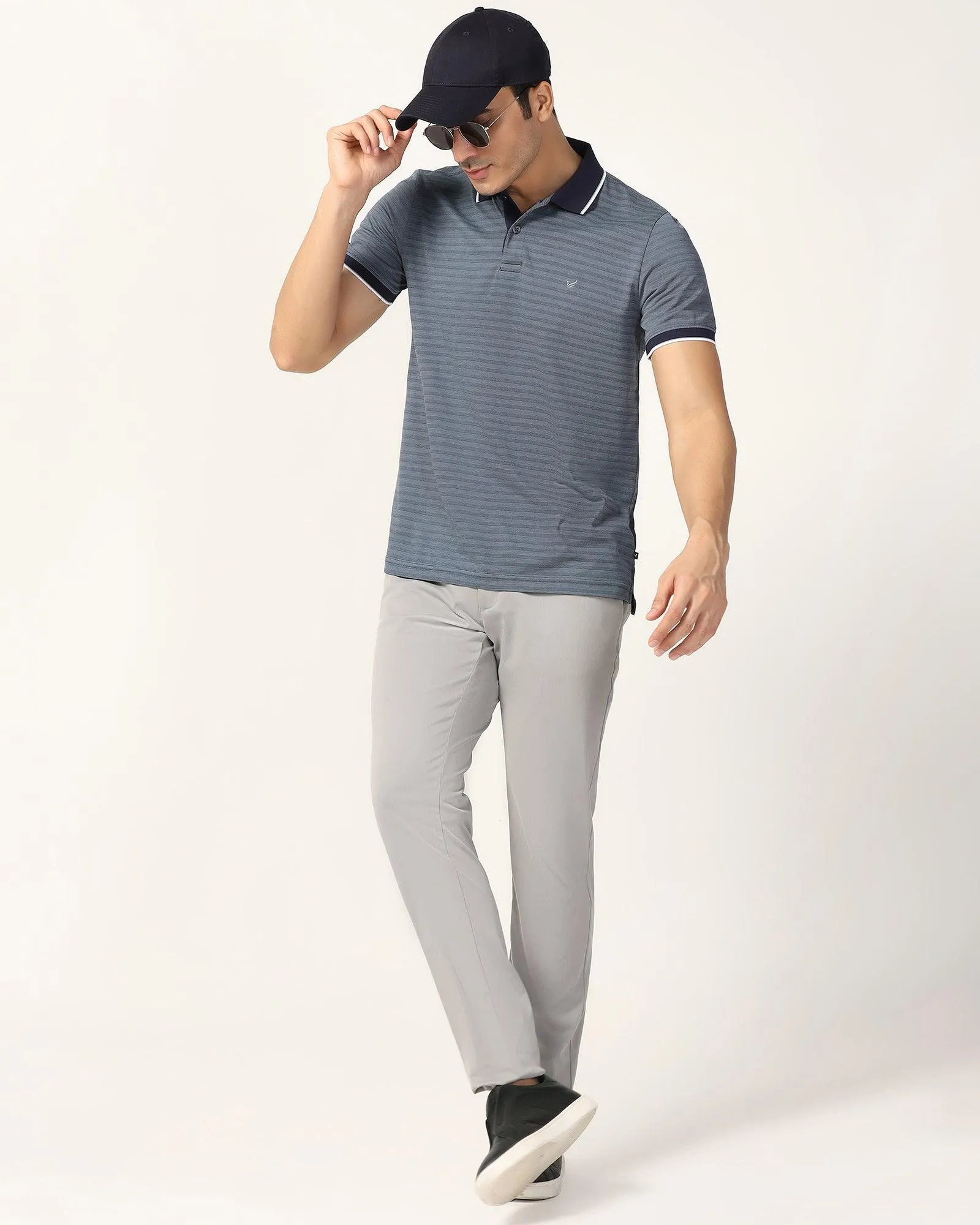 Slim Fit B-91 Casual Grey Solid Khakis - Vring