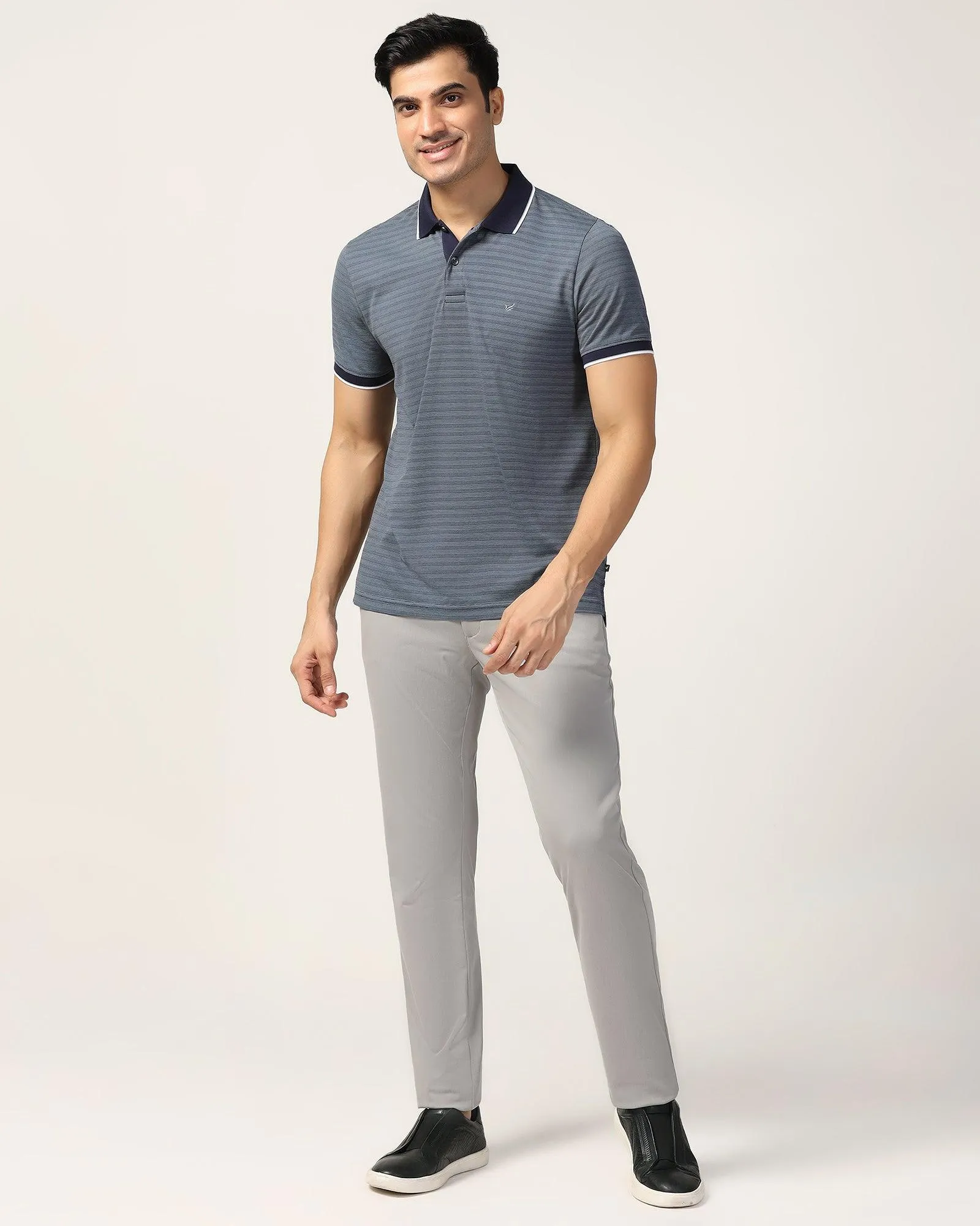 Slim Fit B-91 Casual Grey Solid Khakis - Vring