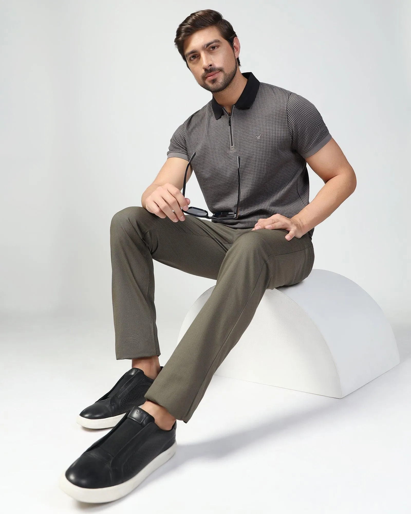 Slim Fit B-91 Casual Olive Printed Khakis - Bai