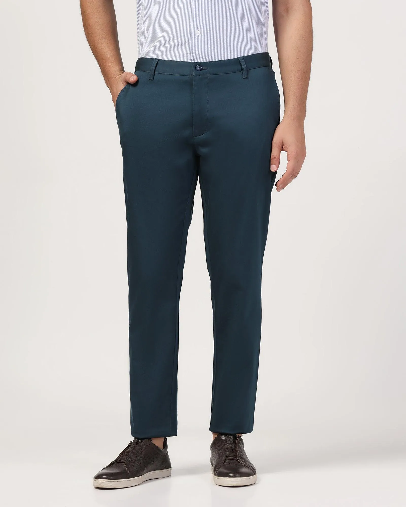 Slim Fit B-91 Casual Teal Solid Khakis - Mark