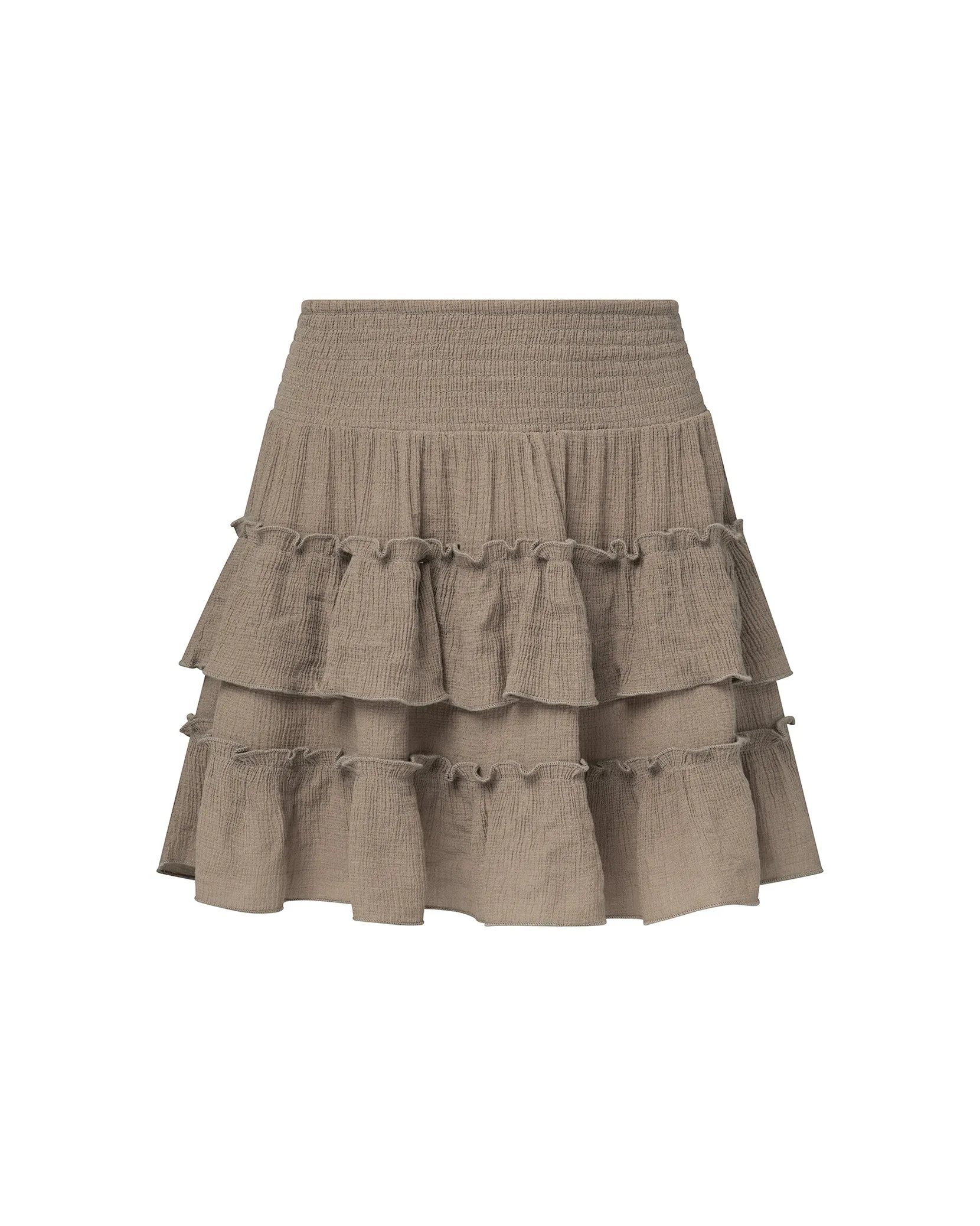 Smocked Ruffle Mini Skirt