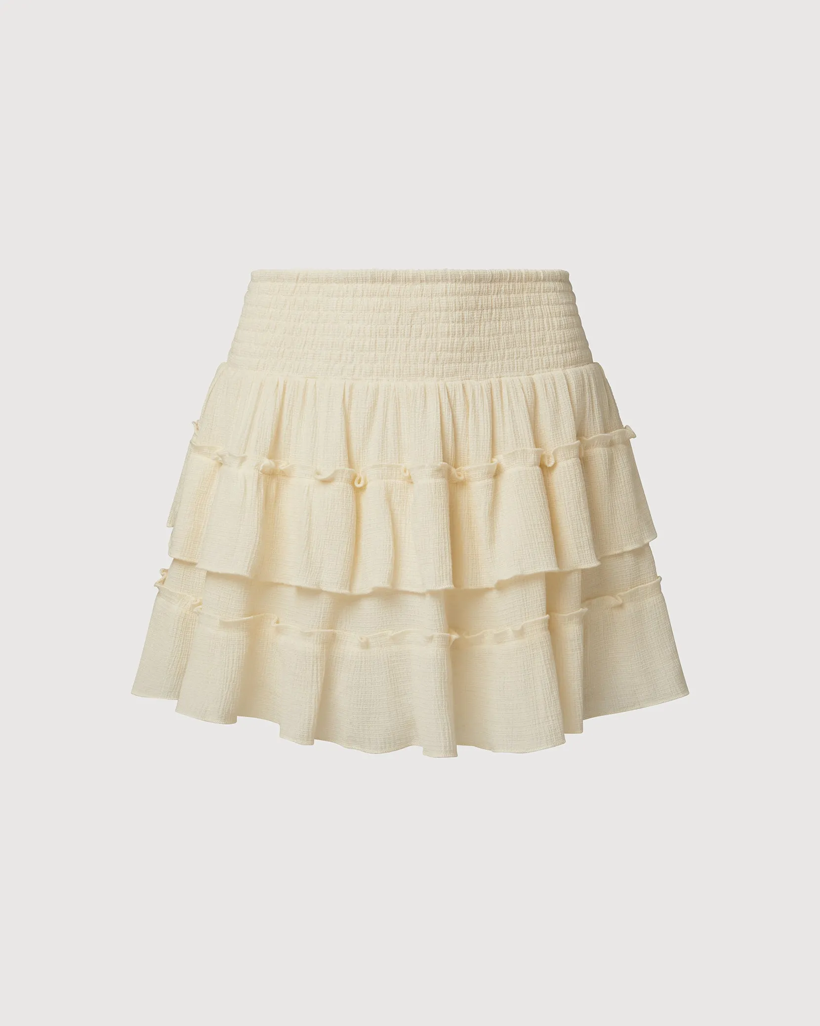 Smocked Ruffle Mini Skirt