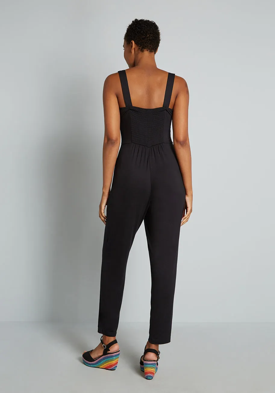 Snazzy and Snappy Front-Tie Jumpsuit