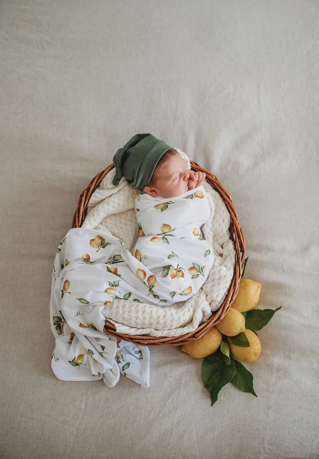 Snuggle Hunny Kids - Jersey Baby Wrap Swaddle & Beanie (Set) - Lemon