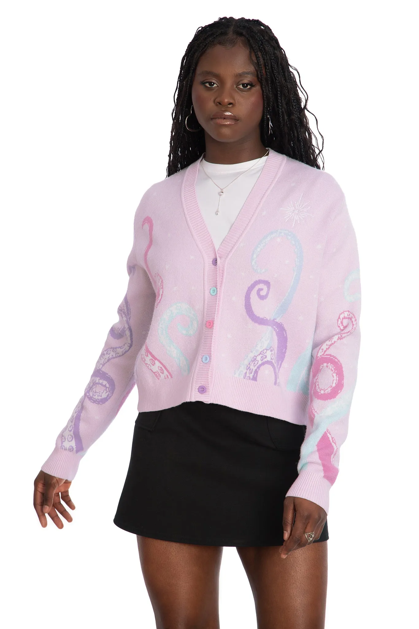 Space Tentacles Pastel Cropped Cardigan