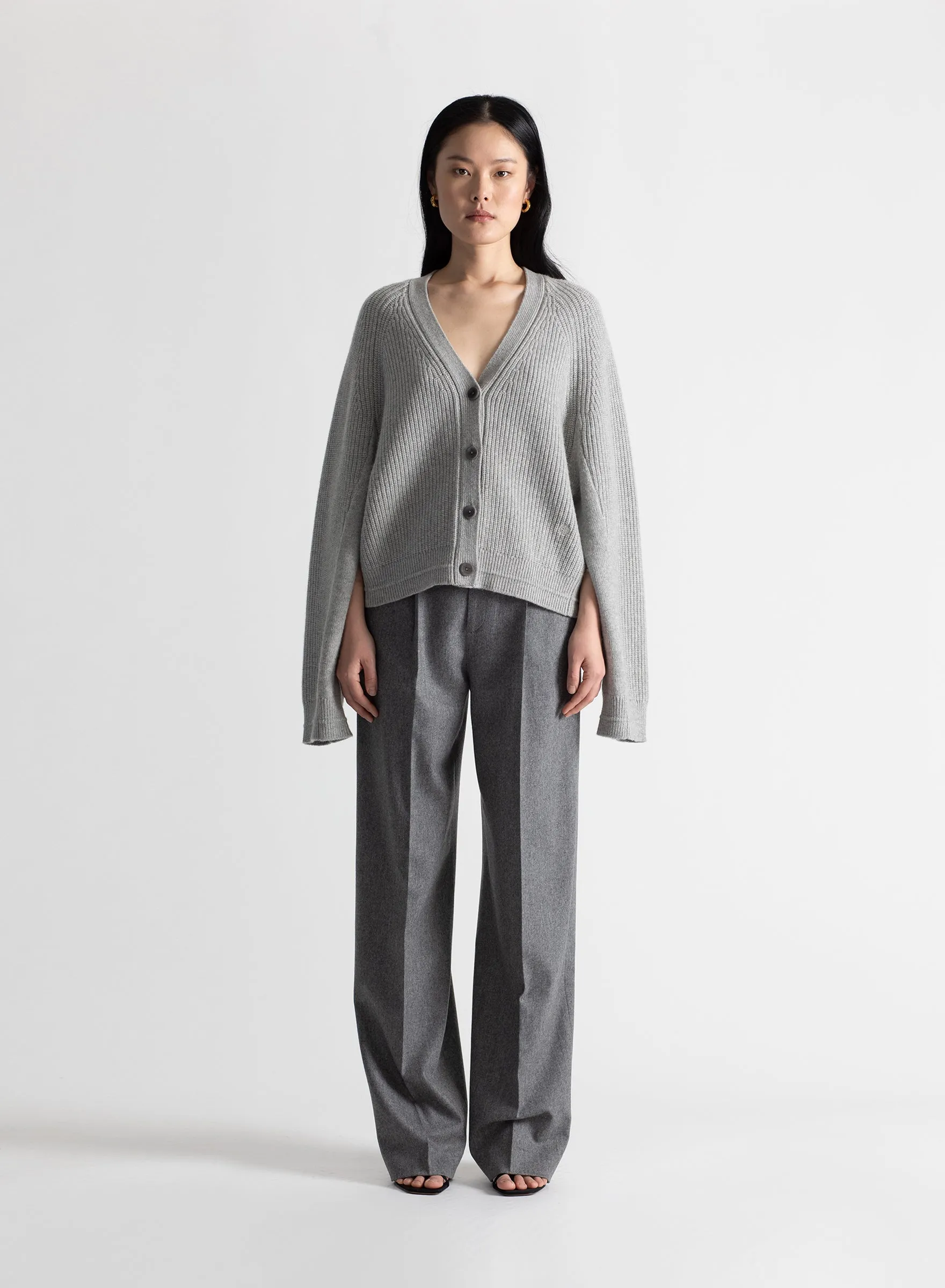 Split Sleeve Cocoon Cardigan in Heather Grey