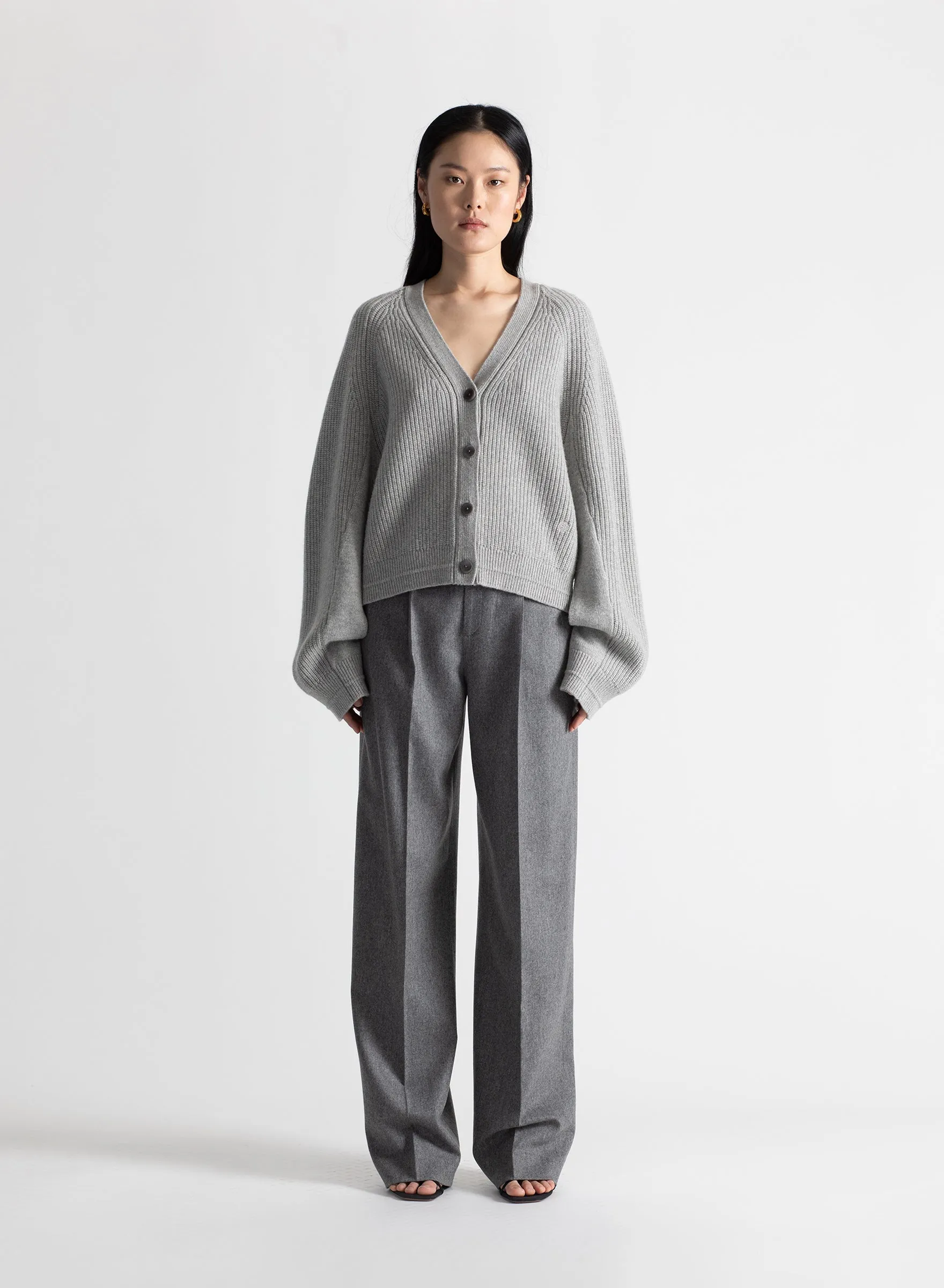 Split Sleeve Cocoon Cardigan in Heather Grey