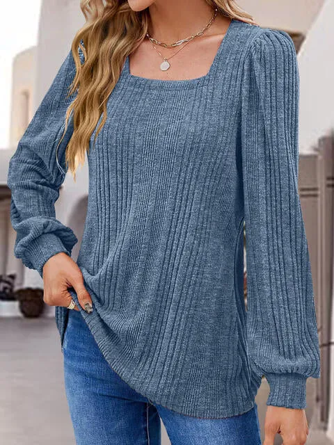 Square Neck Long Sleeve Top