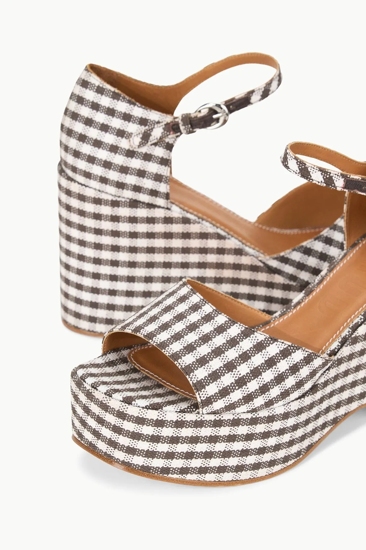 STELLA PLATFORM SANDAL | DARK CHOCOLATE MICRO CHECK