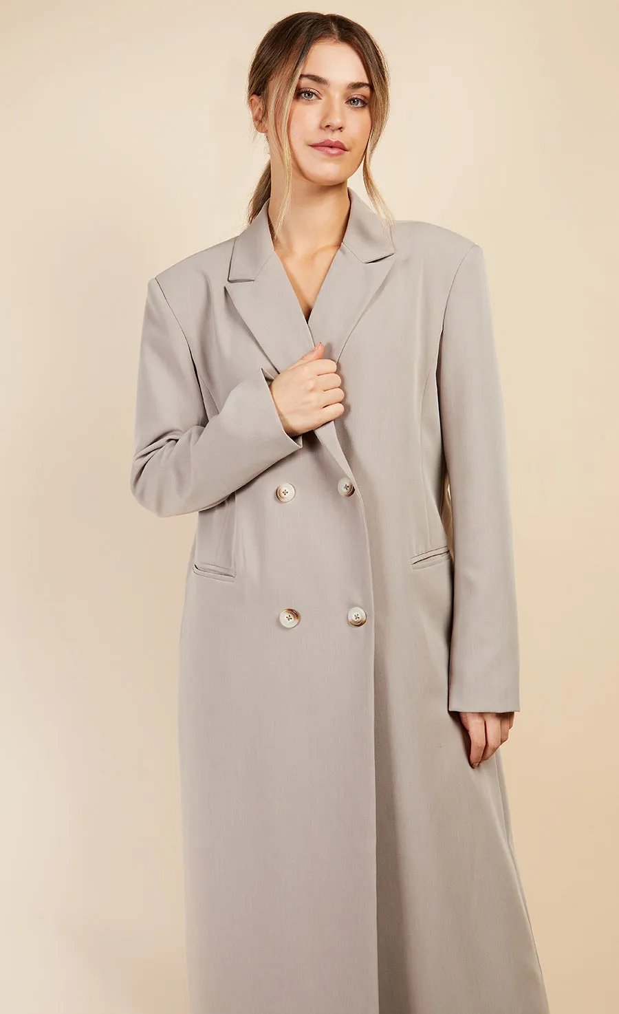 Stone Long Coat by Vogue Williams