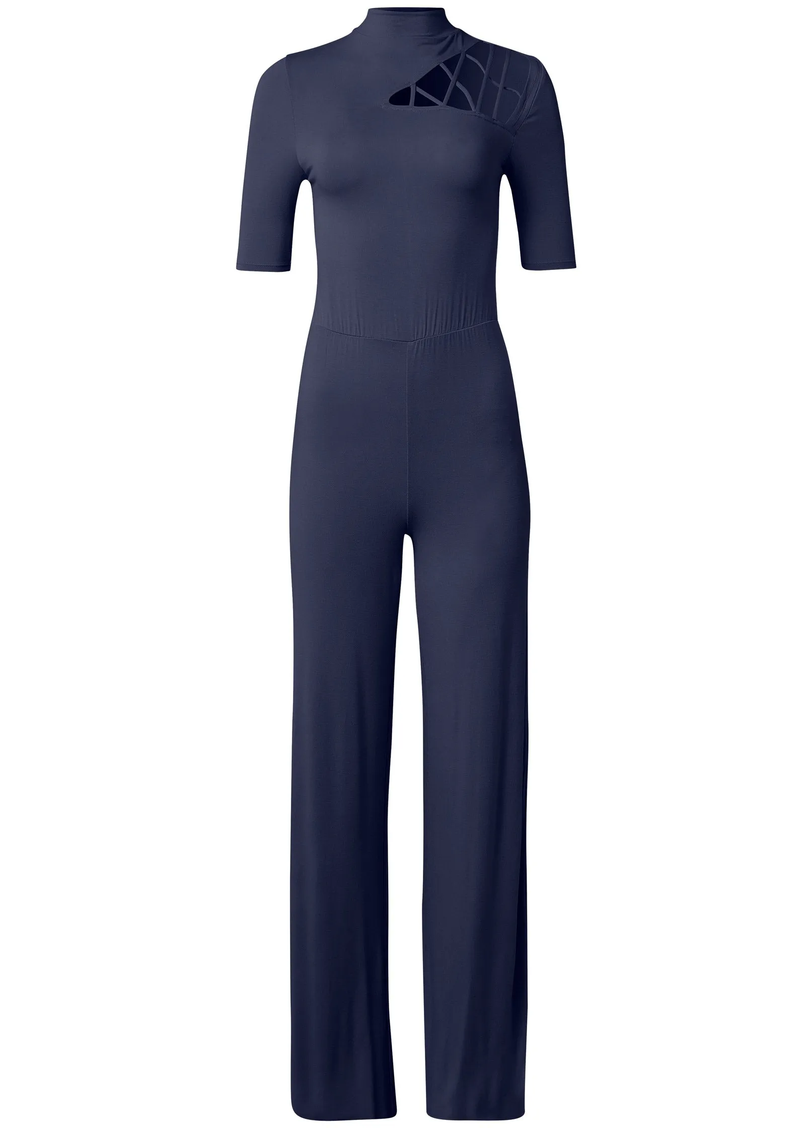 Strappy Mock-Neck Jumpsuit - Navy