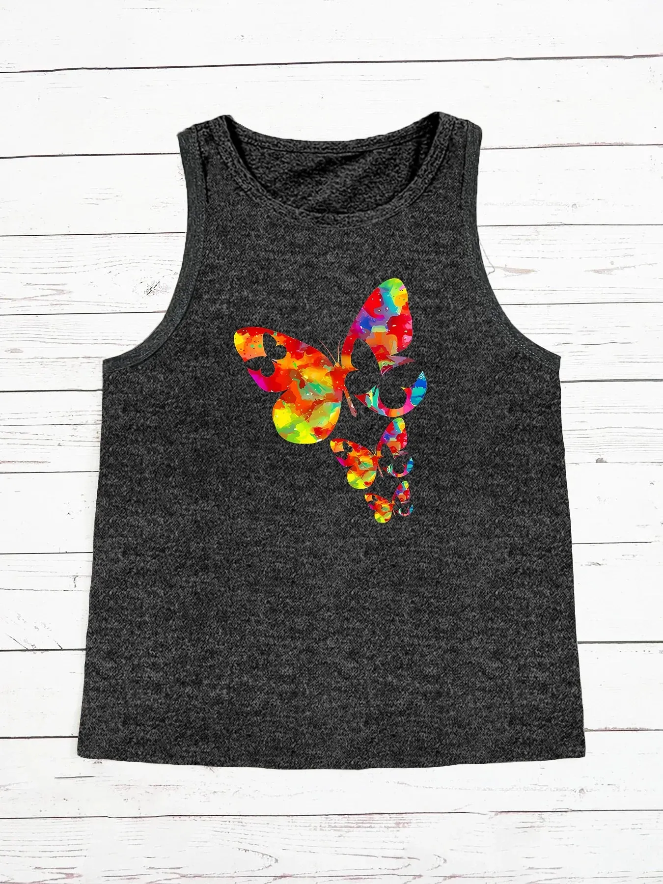 Summer latest Colorful Butterfly Love Flower Hollow Fashion Sports Women's Tank Top