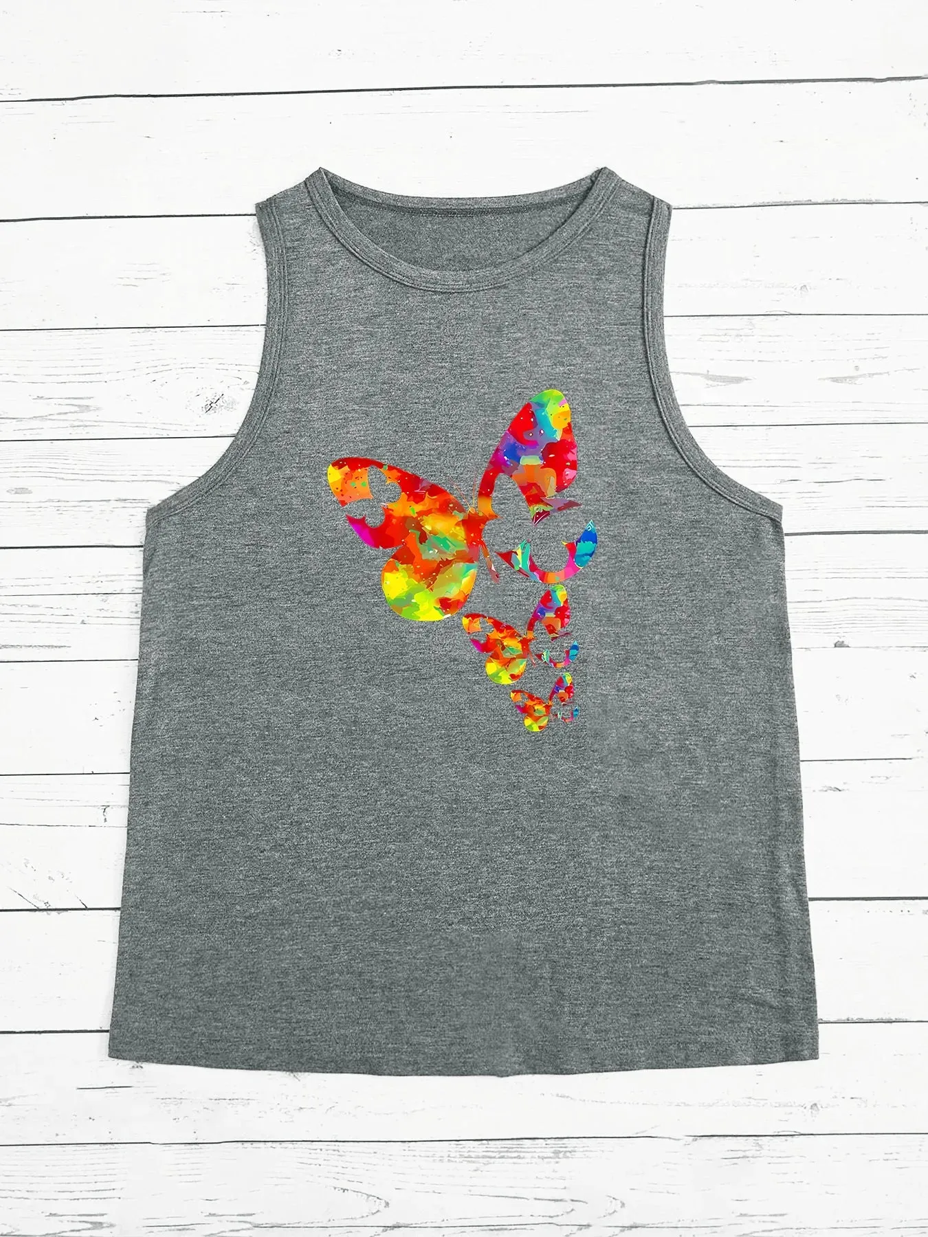 Summer latest Colorful Butterfly Love Flower Hollow Fashion Sports Women's Tank Top