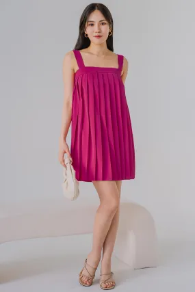 Summerdale Pleat Romper Dress (Fuchsia)