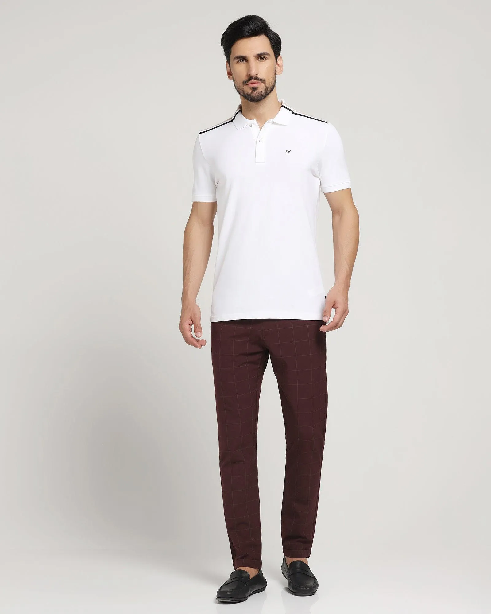 Super Slim Phoenix Casual Wine & Red Check Khakis - Travey