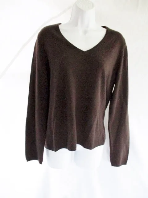 SUTTON STUDIO 100% CASHMERE Knit Pullover Sweater TOP XL BROWN Womens