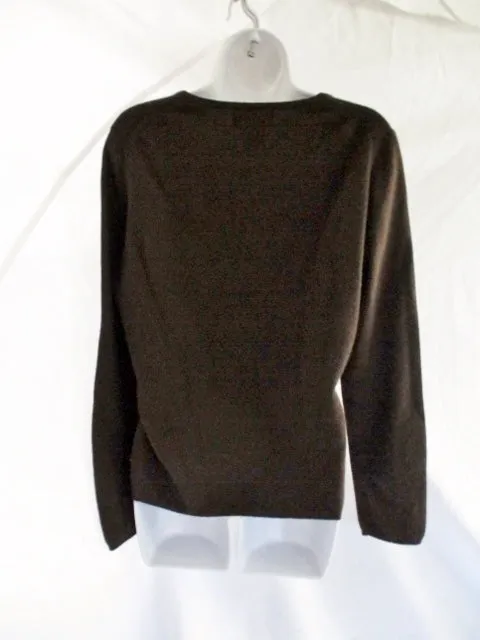 SUTTON STUDIO 100% CASHMERE Knit Pullover Sweater TOP XL BROWN Womens