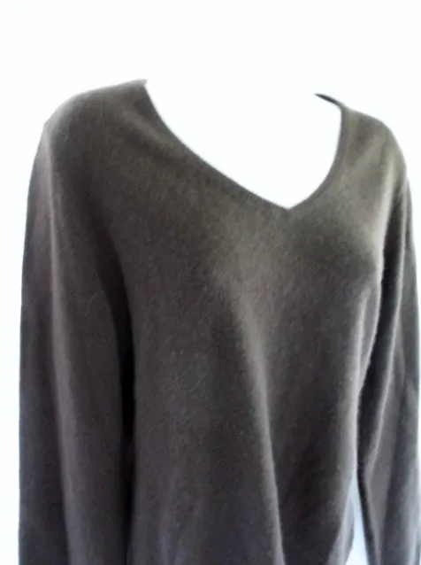 SUTTON STUDIO 100% CASHMERE Knit Pullover Sweater TOP XL BROWN Womens