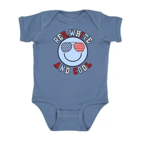 SWE Red, White, and Cool Patriotic Smiley Short Sleeve Bodysuit