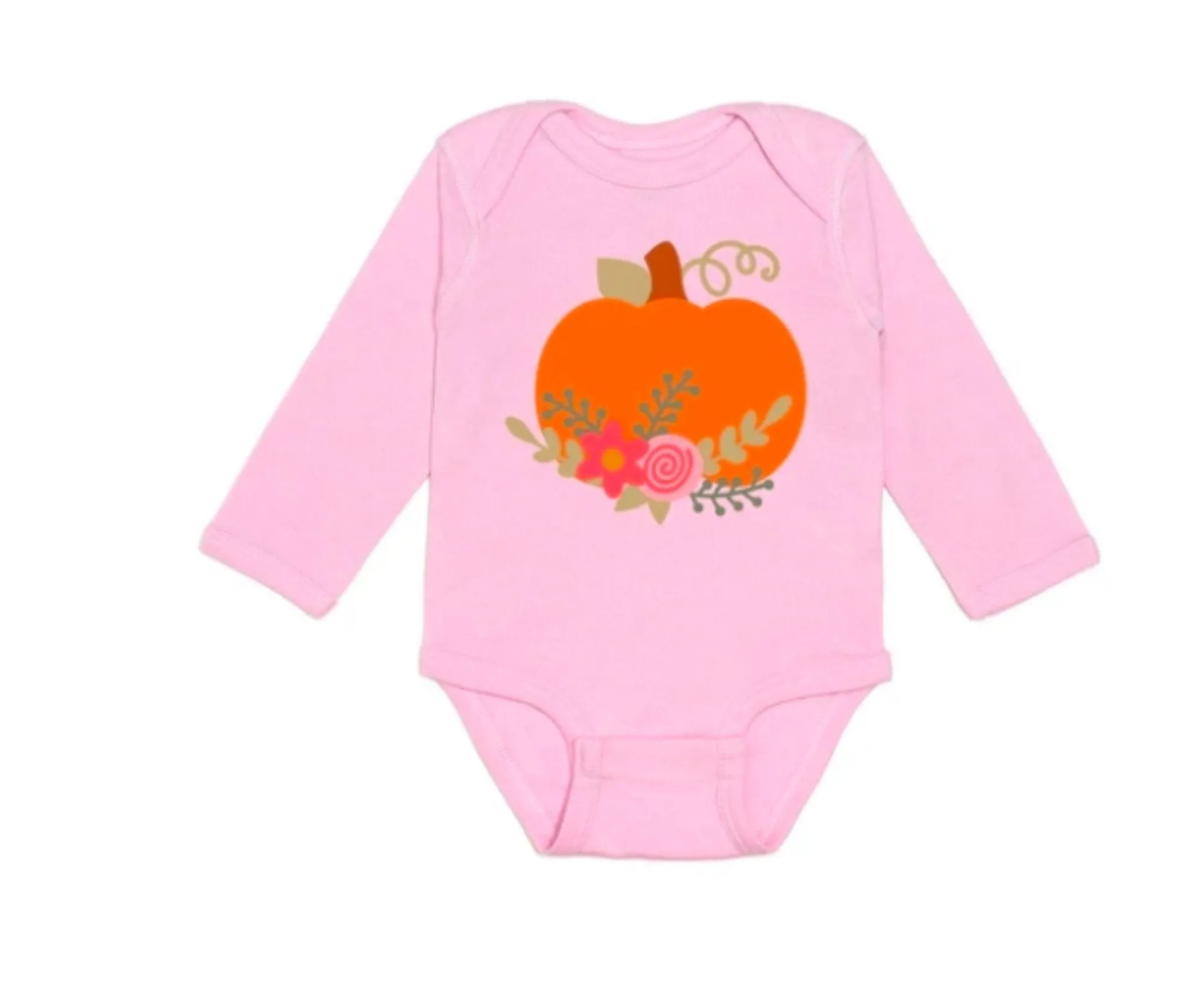 Sweet Wink Infant Girls Pumpkin Flower L/S Bodysuit