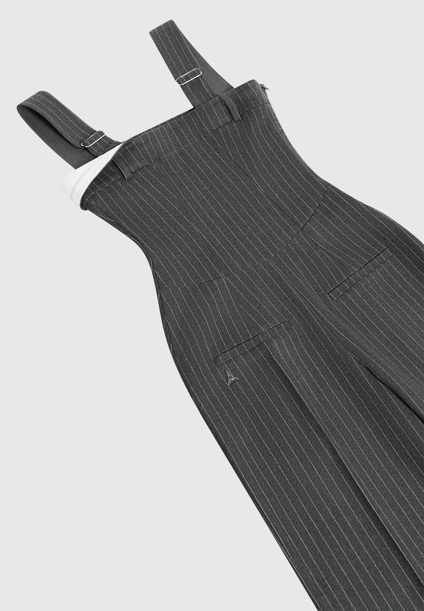 Tailored Pinstripe Jumpsuit - Grey