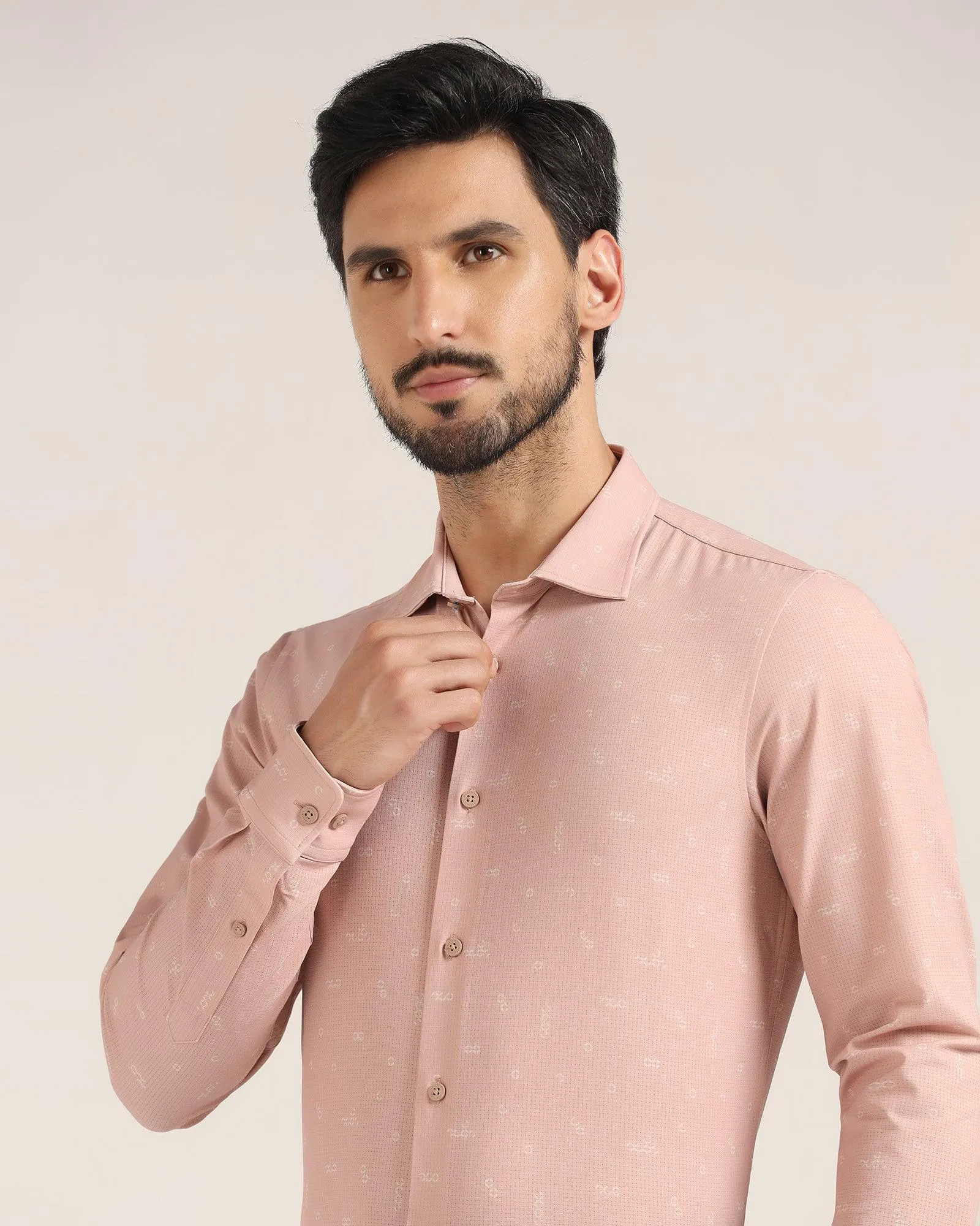 TechPro Casual Beige Printed Shirt - Tobias