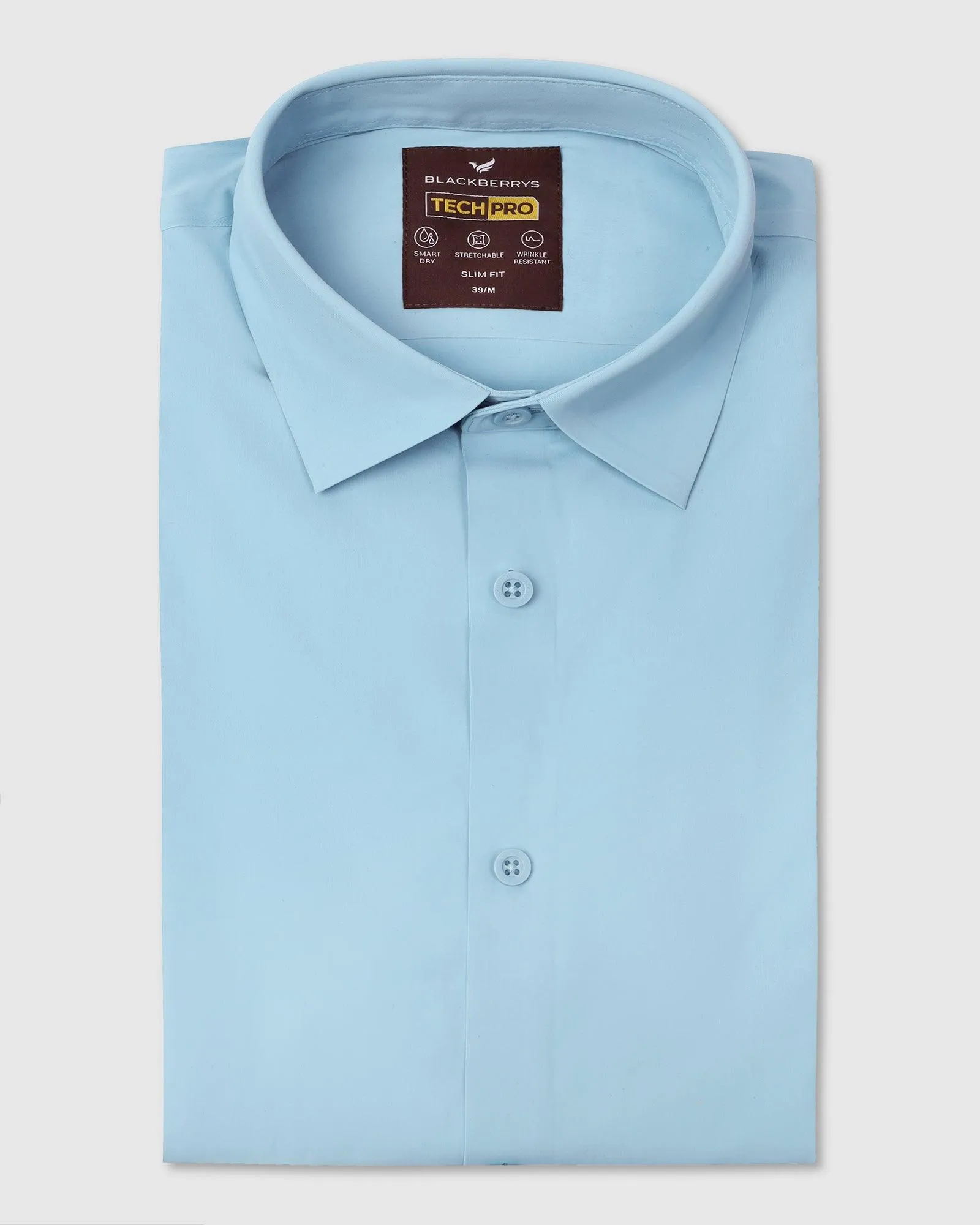 TechPro Formal Half Sleeve Blue Solid Shirt - Shane