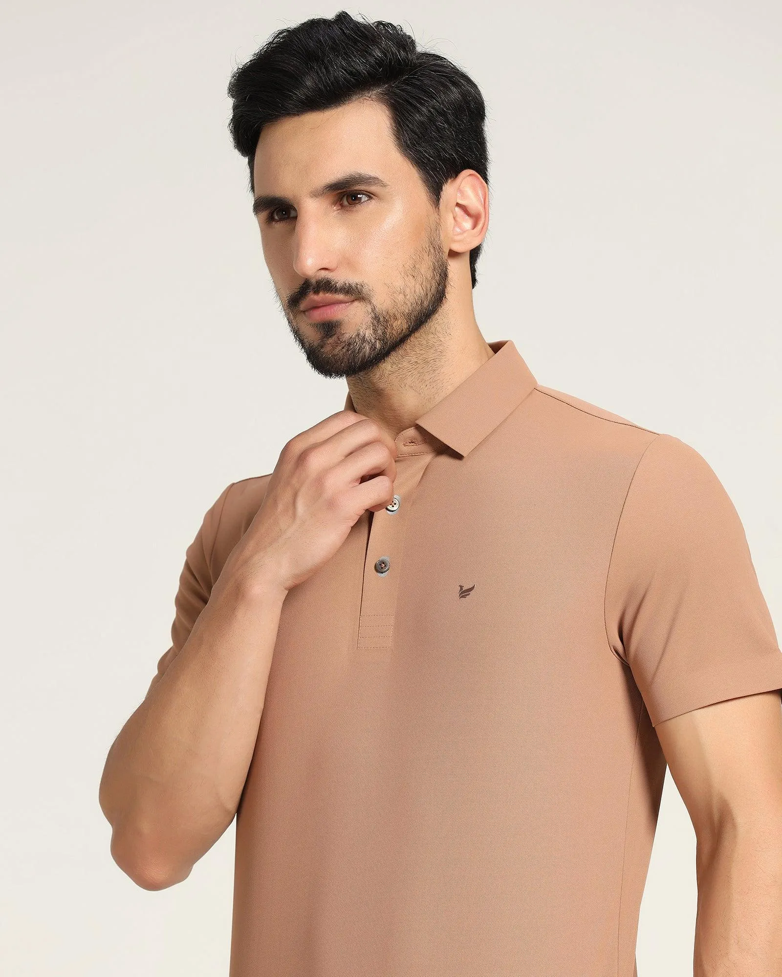 TechPro Polo Brown Solid T-Shirt - Alec