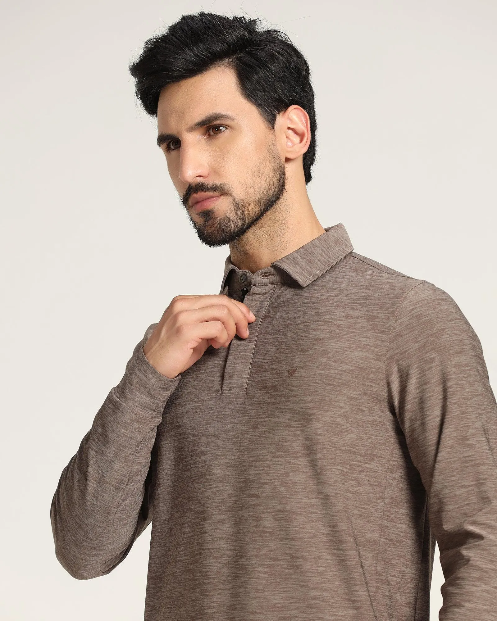 TechPro Polo Brown Solid T-Shirt - Berrys