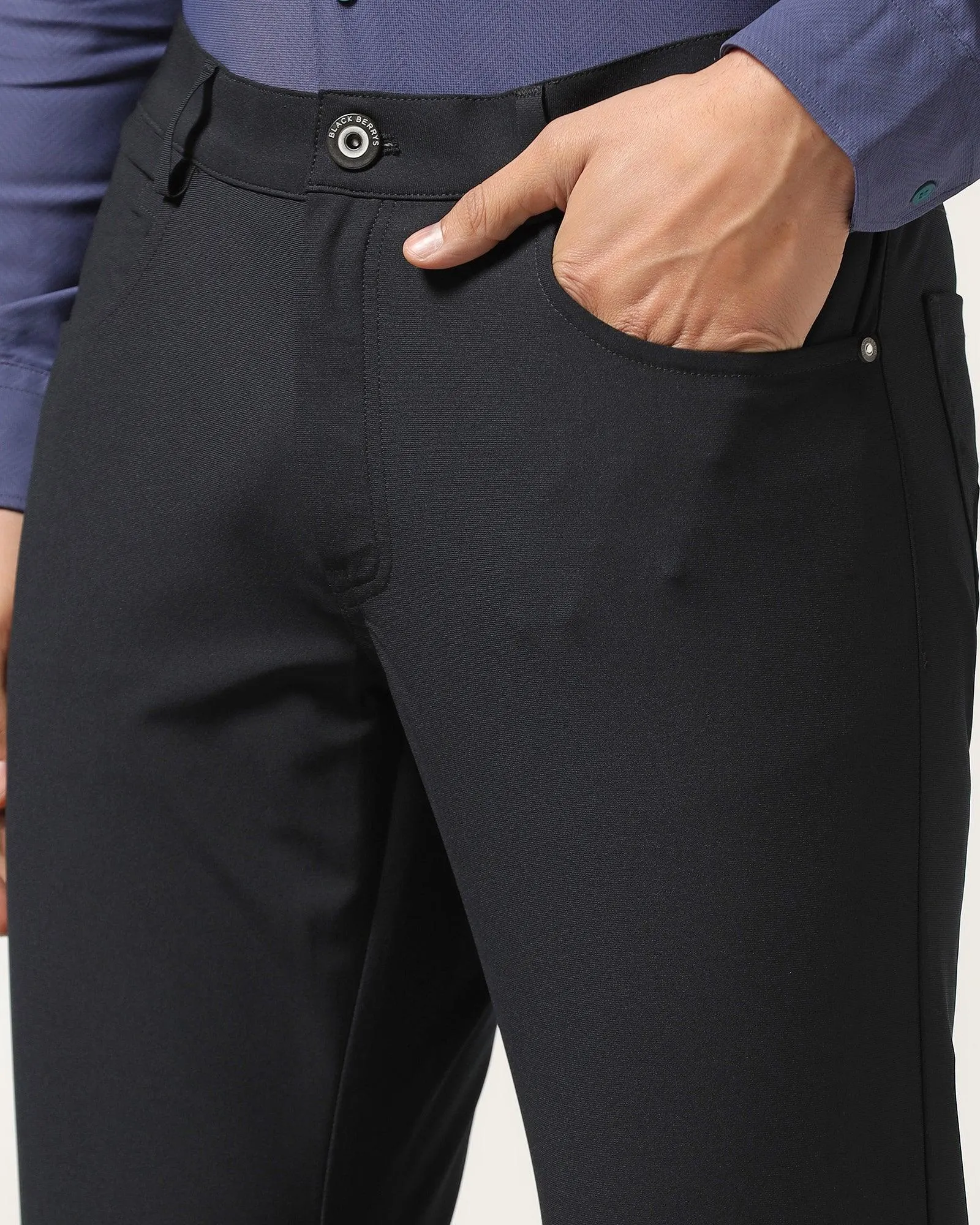 TechPro Slim Comfort Casual Black Textured Khakis - Finn