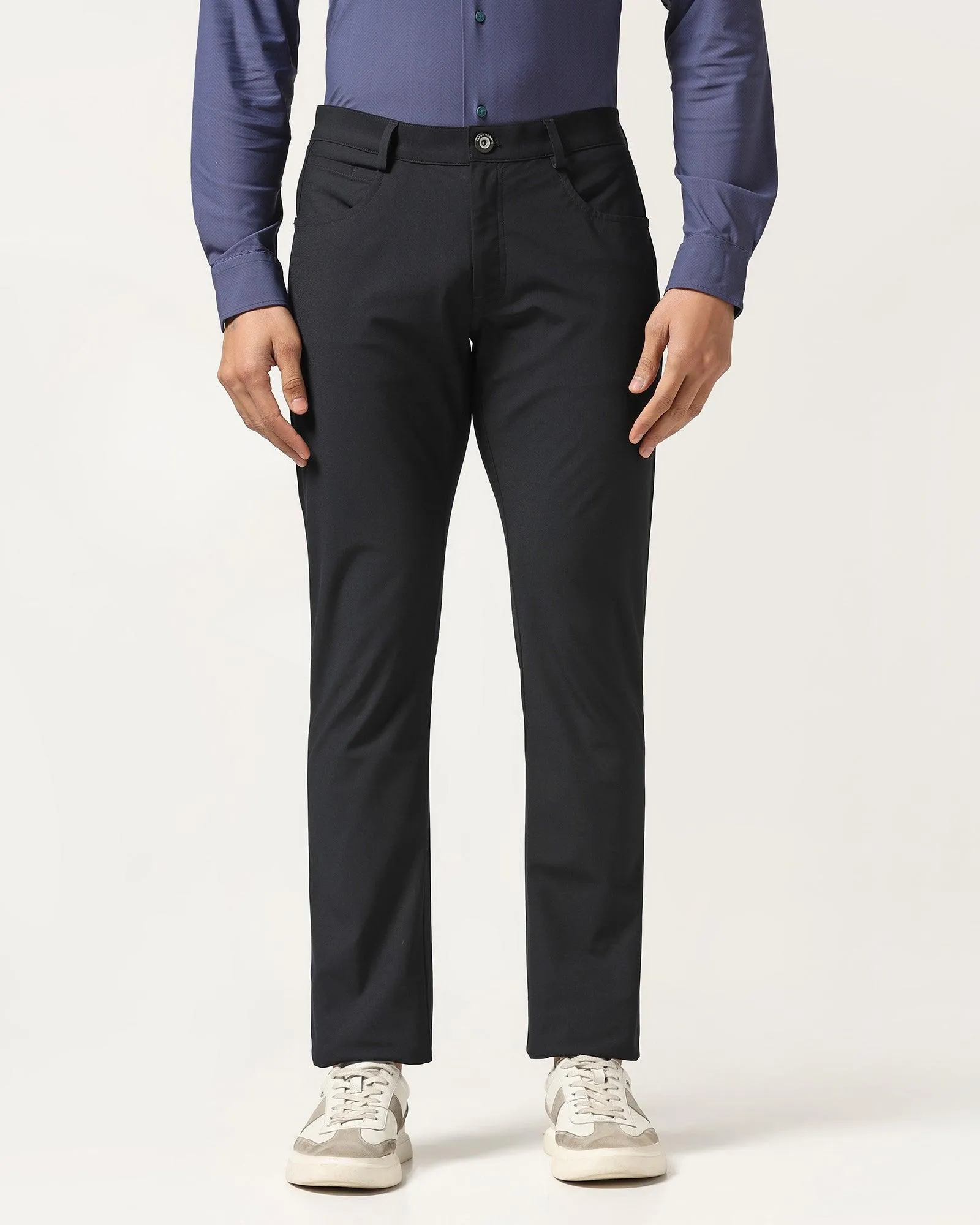 TechPro Slim Comfort Casual Black Textured Khakis - Finn