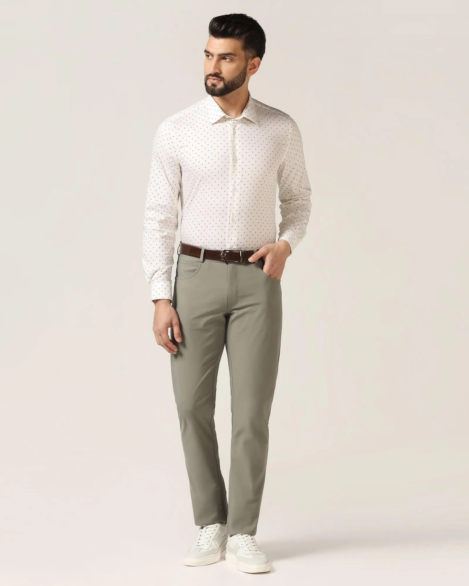 TechPro Slim Comfort Casual Olive Textured Khakis - Finn