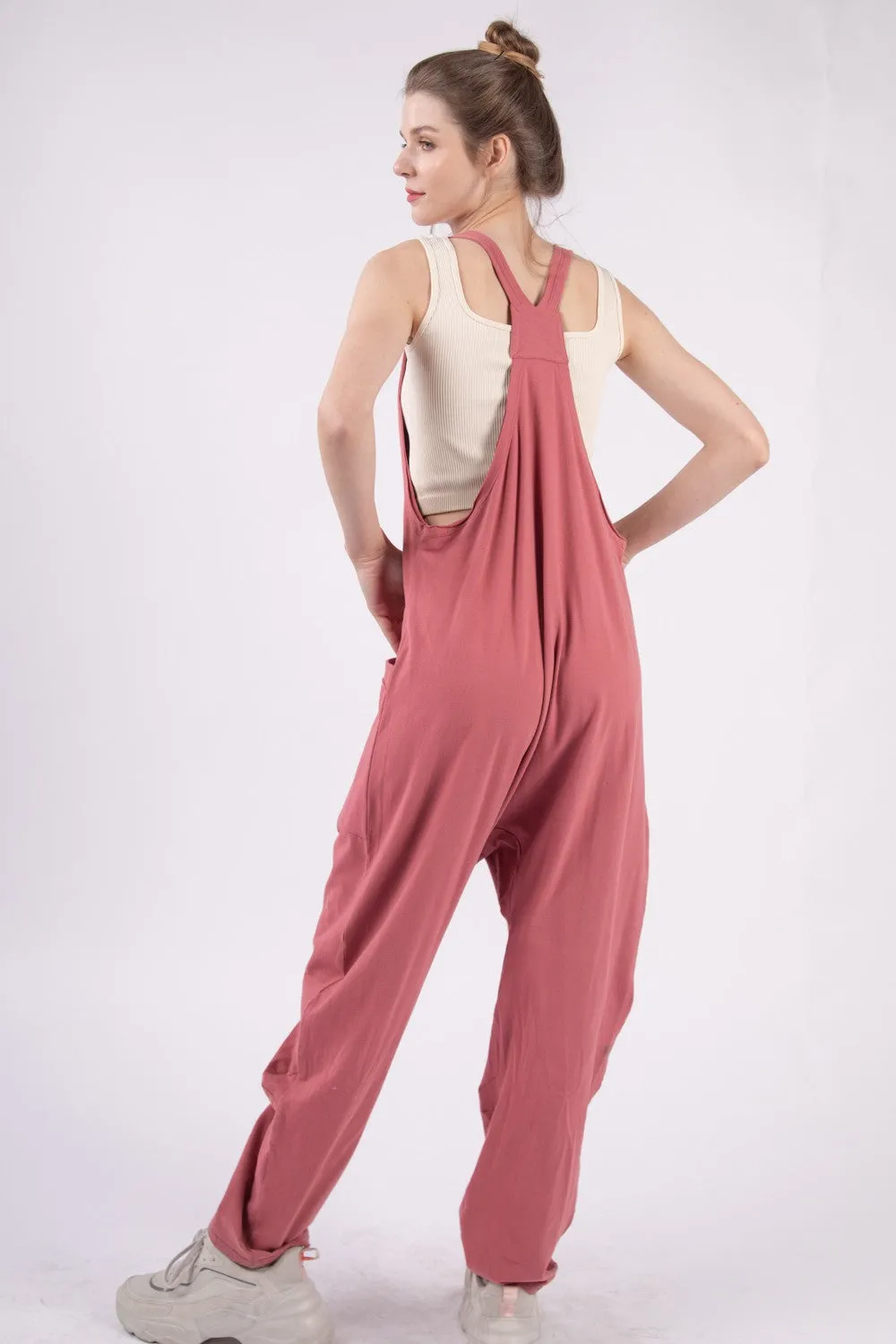 TEEK - Brick VJ Plunge Sleeveless Pocketed Jumpsuit