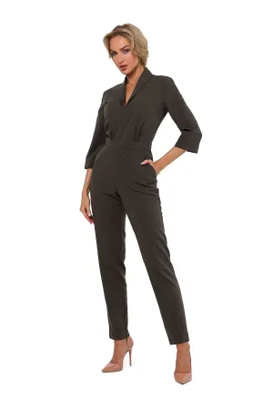 TEEK - Pocketed Sleek V-Neck Supervise Jumpsuit