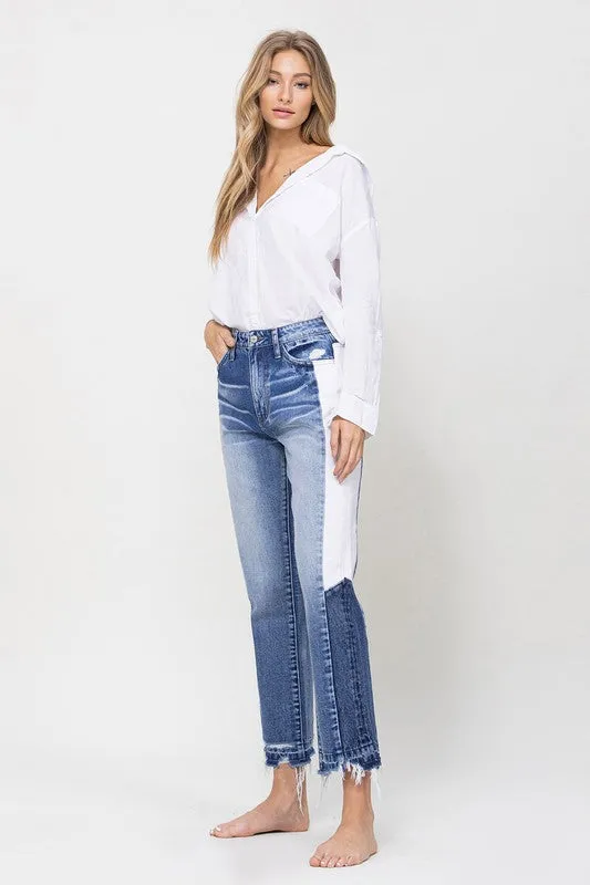 TEEK - Tallulah Skye Super HIgh RIse Straight Side Panel Jeans