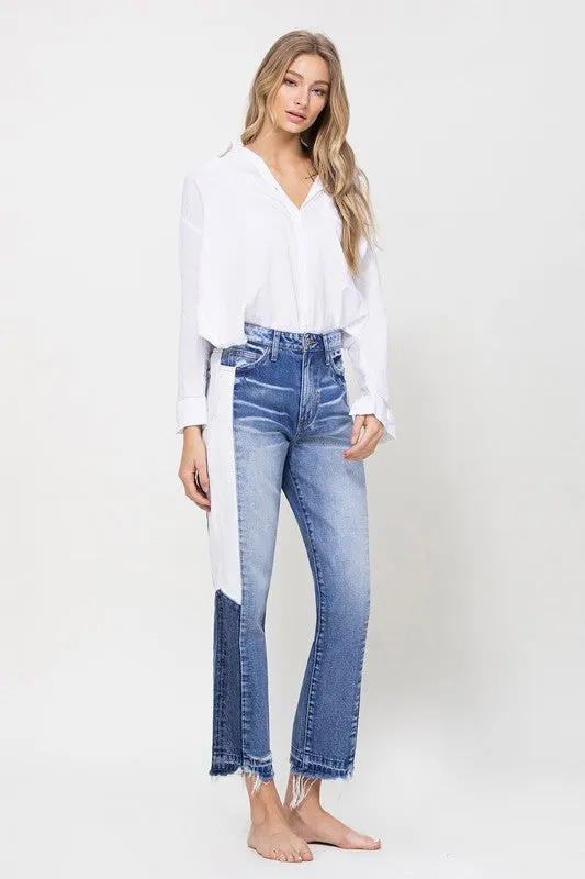 TEEK - Tallulah Skye Super HIgh RIse Straight Side Panel Jeans