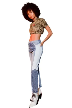 TEEK - Tallulah Skye Super HIgh RIse Straight Side Panel Jeans