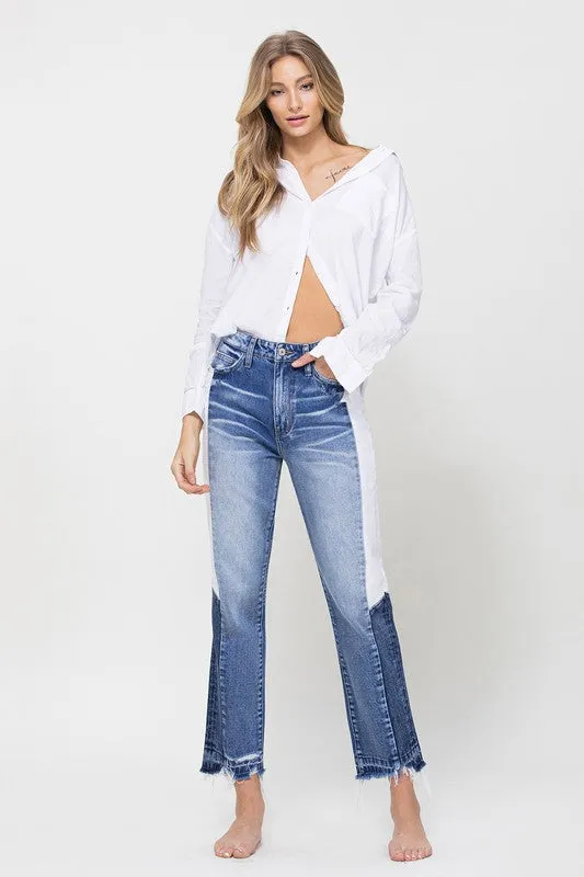 TEEK - Tallulah Skye Super HIgh RIse Straight Side Panel Jeans