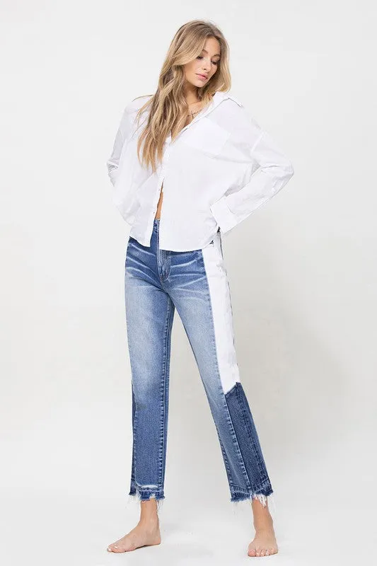 TEEK - Tallulah Skye Super HIgh RIse Straight Side Panel Jeans