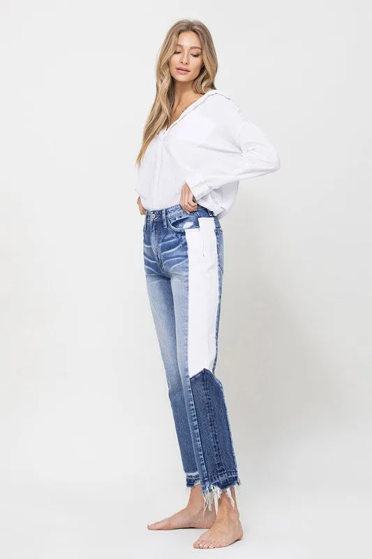 TEEK - Tallulah Skye Super HIgh RIse Straight Side Panel Jeans