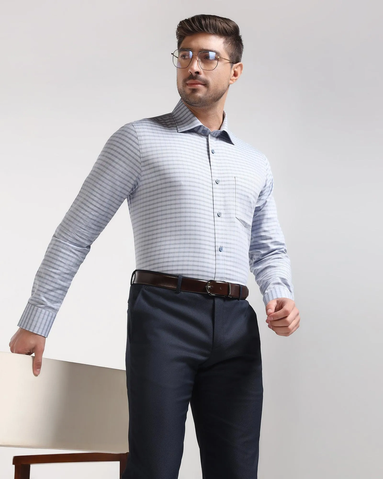 Temp Tech Formal Grey Check Shirt - Edmund