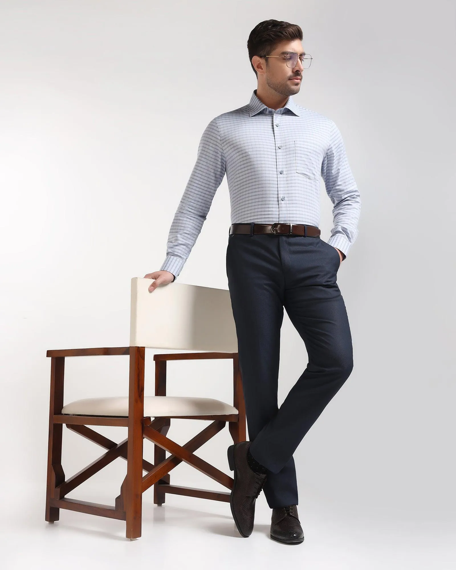 Temp Tech Formal Grey Check Shirt - Edmund